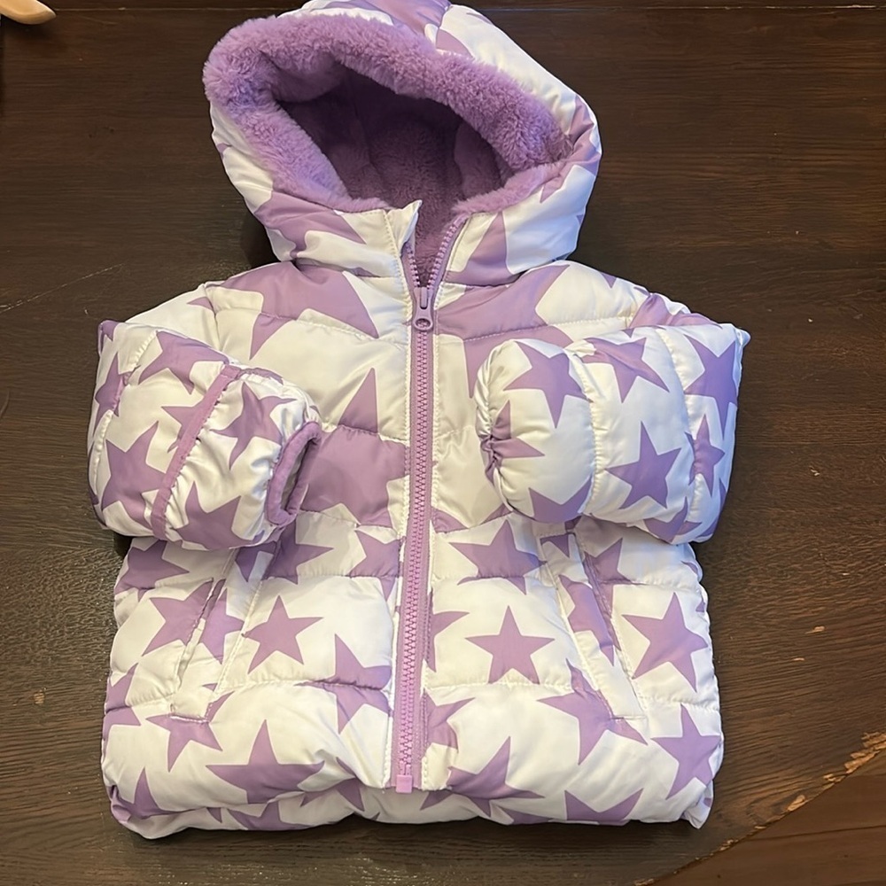 Swiss Tech Purple Starts Faux Fur Toddler Puffer Jacket